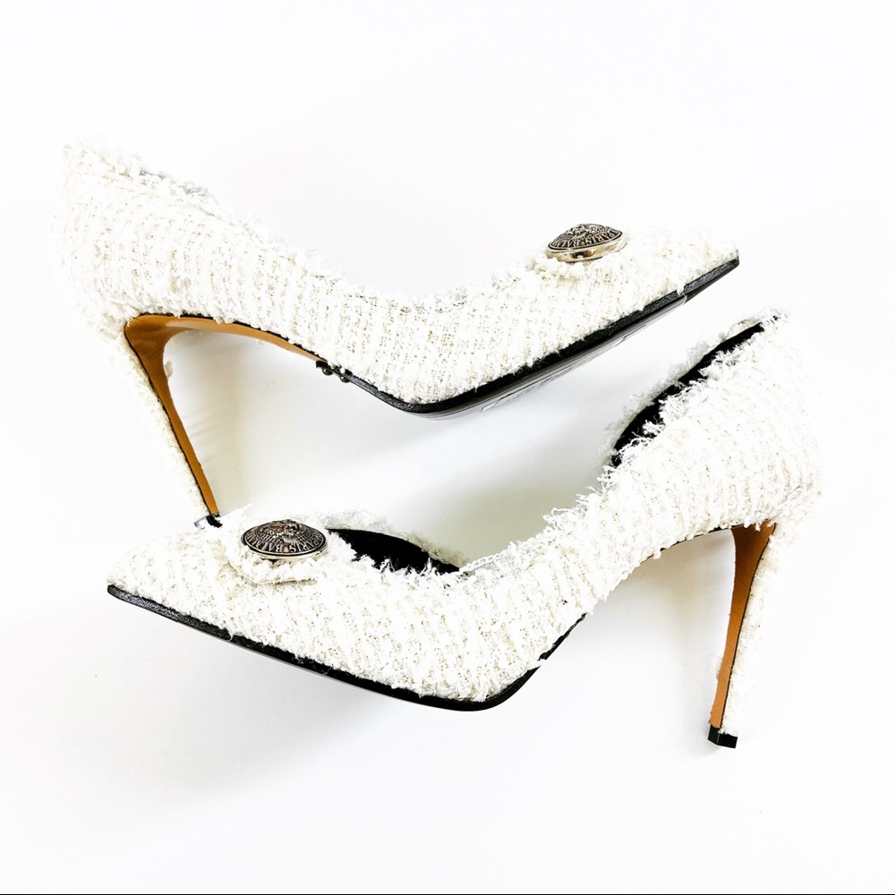 BALMAIN Julie Tweed White Pumps Sz 39 Brand new